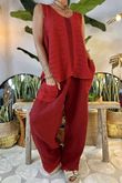 Made in Italy Benji Linen Wave Panel Pant Chilli Pepper /8 = ** 
